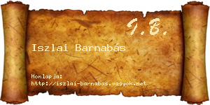 Iszlai Barnabás névjegykártya
